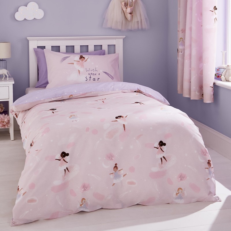 Catherine Lansfield Dancing Fairies Reversible Double Duvet Cover Set with