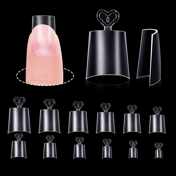 MEKK Short Coffin Nail Tips, 240Pcs Soft Gel Nail Extension