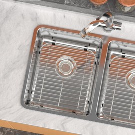 Alonsoo Sink Protectors for Kitchen Sink Stainless Steel Sink Grid, Sink Rack for bottom of Sink 13.2"L×11.6"W with Rear Drain 1 Pack