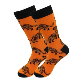 Real Sic Fun Socks for Men and Women - Cozy Cotton Dress Socks with Colorful Designs - Cool, Casual, Pet Patterned (Ancient Tiger)