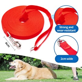 BAAPET 15/20/30/50/100 ft Long Dog Training Leash with Clickers for Small, Medium and Large Dogs or Cats (15 Feet, Red)
