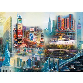 Trefl TR20147 1000 Pieces, Wood Craft, Irregular Shapes, 100 Figures American Monuments and Symbols, Modern Premium Wood, New York City Puzzle, Collage
