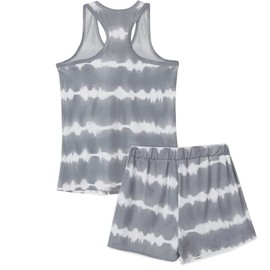 VENTELAN Womens Pajamas Tie Dye Printed Striped Tank and Shorts Set Soft PJS Sleepwear Loungewear Grey Tie Dye Large