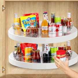 URALFA Lazy Susan Organizer Bins, Corner Cabinet Organizer Clear Turntable Organizer, Plastic Corner Kitchen Storage Bins for 26"- 28" Diameter Corner Cabinet Lazy Susan, 1/8 Wedge-BPA Free, 8 Pack