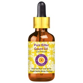 Deve Herbes Pure Bitter Gourd Oil (Momordica charantia) with Glass Dropper Cold Pressed 15ml (0.50 oz)