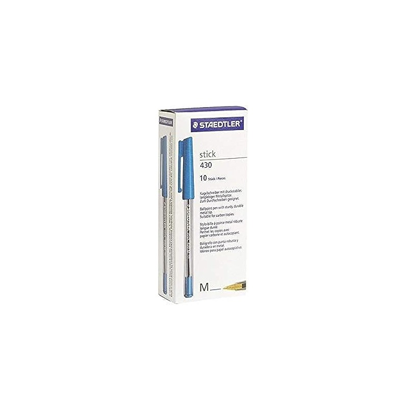STAEDTLER Stick Ball Point Pen Medium Blue Pack of 10
