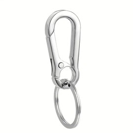 Heavy-Duty Premium Metal Carabiner Keyring with Swivel Clip (Sliver)