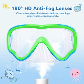 VegoVia Kids Swim Goggles with Nose Cover 6-14, Kids Pool Goggles for Swimming 8-14 4-7 Girls Boys Youth 8-12, Anti Fog No Leak UV Protection HD Clear Swim Glasses Underwater Diving Mask Wide View