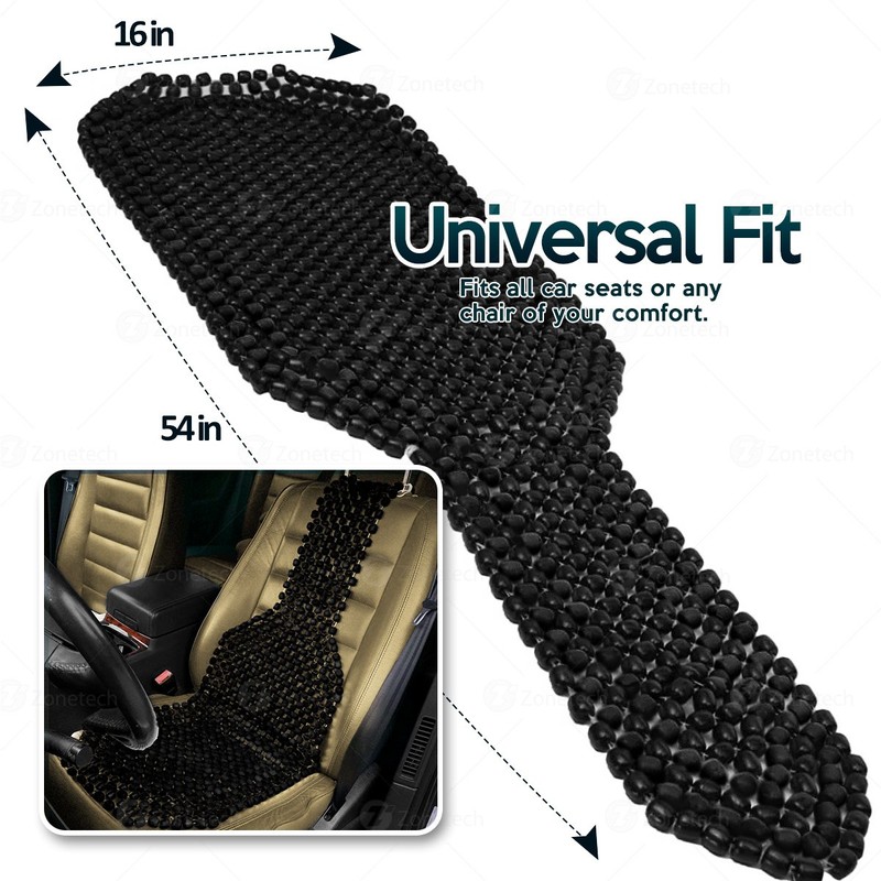 ZONETECH Wood Beaded Seat Cushion, Premium Quality, Black, Car Massaging,
