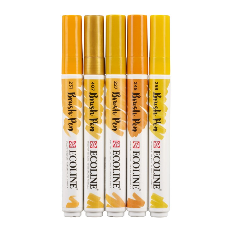 Ecoline Liquid Watercolor Brush Pens, Earth, Set of 5
