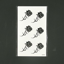 Oottati Small Cute Temporary Tattoo Hand Black Roses (Set of 2)