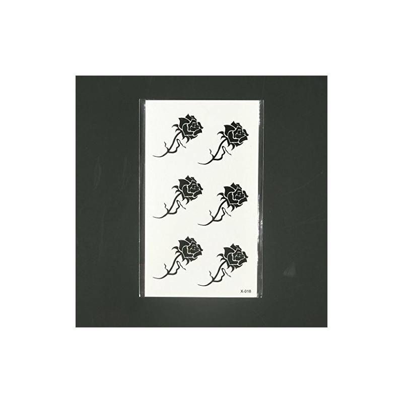 Oottati Small Cute Temporary Tattoo Hand Black Roses (Set of