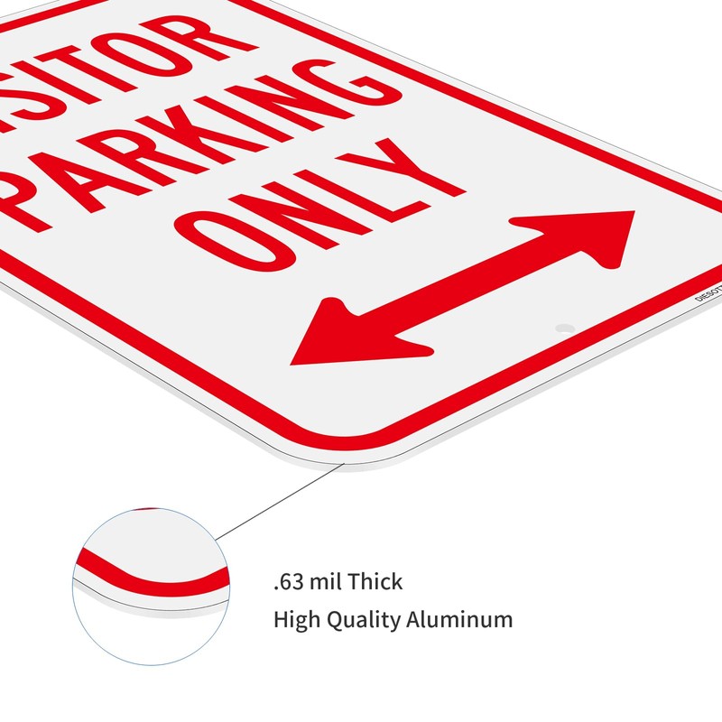 Visitor Parking Only Signs (2 Pack), 12" x 18" Heavy-Duty
