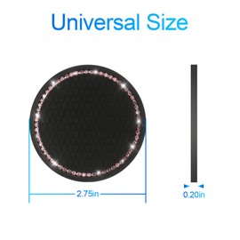 2 Pack Car Bling Cup Holder Coaster, 2.75 Inch Crystal Rhinestone Car Cup Holder Insert Coaster,Universal for Cars, Vehicles, SUVs, Car Interior Accessories (Black/Pink1)