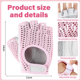 Seenelling Women's Fingerless Golf Gloves 11 x 14 cm One Pair Pink Ladies Half Finge Golf Glove Open-Finger Adjustable Breathable Hot Weather for Women