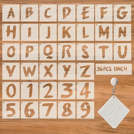 36 Pcs Reusable Letter & Number Stencils - 1 inch, Cursive for Wood, Wall, Fabric, Rock, Chalkboard, Signage