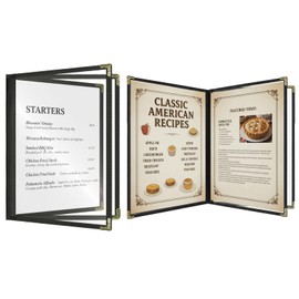 Menu Covers 8.5 x 11 Inch – 3 Pages 6 Views Restaurant Menu Covers, Durable Plastic Menu Booklet for Daily Restaurant Use