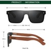 DUBERY Trendy Rimless Wood Sunglasses Polarized Flat Top Sun Glasses