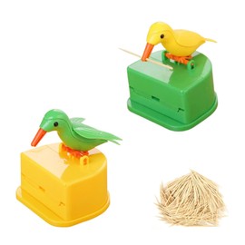 YYAOGAGNG 2 Pcs Toothpick Dispensers Bird Shaped Automatic Toothpick Boxes Toothpick Cases Automatic Cocktail Sticks Holders for Families Hotels or Any Party