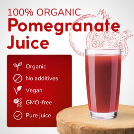 Organic Pomegranate Juice Box 101.4 Fl Oz | Pure Fruit Juice, Not From Concentrate | Organic, Vegan, Non-GMO | No Added Sugar, Easy-Pour Tap Packaging