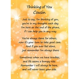 Thinking of You 'Cousin' Poem Verse Greeting Card