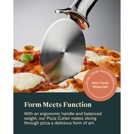 Caraway Pizza Cutter Wheel - Non Toxic Stainless Steel - Essential Kitchen Tool - Ergonomic Handle