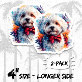Bichon Frise Magnet 4 Inch 2-Pack Dog – Strong Vinyl Decorative Animal Magnets for Fridge Locker Kitchen Office – Cute Fun Aesthetic Cool Durable & Long-Lasting Souvenir ID44999