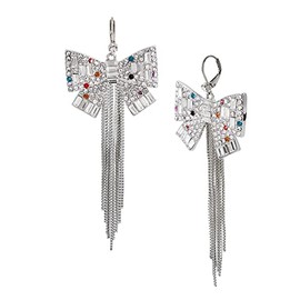 Bow Fringe Chandelier Earrings,MULTI,374192RHO966