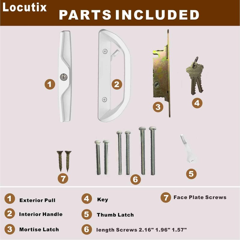 Sliding Glass Door Lock Set with Key Cylinder and Mortise