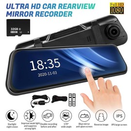 10-inch dash cam night vision, 1080P full touch screen with parking monitoring and reversing assist function, 24-hour loop recording:_Only 32GB Card