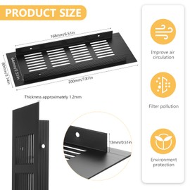 Ventilation Grille Black 200 mm x 80 mm, Aluminium Exhaust Grille Square, Ventilation Grille, Door Ventilation Grille, Black Metal for Ventilation of Bedroom, Cabinets, Furniture Grille
