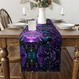 Erosebridal - Camino de mesa rectangular de dragón de 13 x 48 pulgadas, diseño de nebulosa, estrella, safari, centro de mesa, decoración para comedor, cocina, mesa, decoración de mesa, color morado y