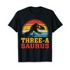 Kidasaurus Threeasaurus Birthday T Rex 3 Year Old Dino T-Shirt