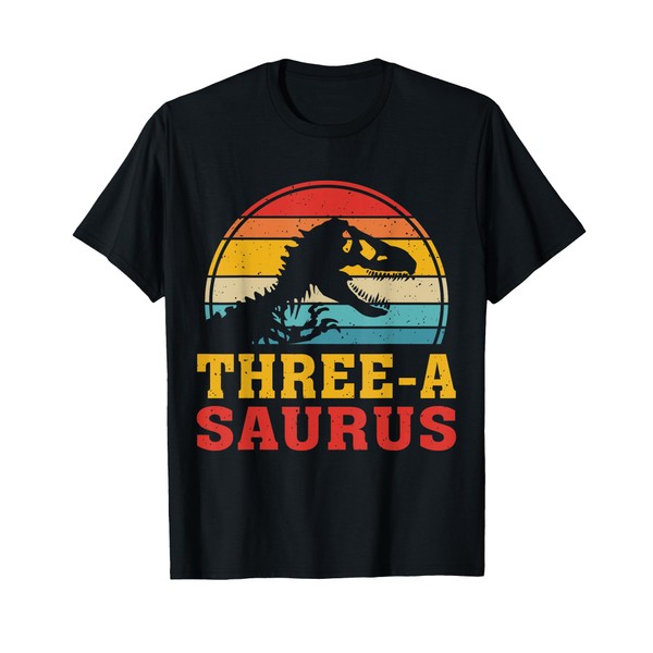 Kidasaurus Threeasaurus Birthday T Rex 3 Year Old Dino T-Shirt