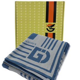 Ultra Soft Knitted Wool Throw Blanket Luxury Gift Box, All Seasons for Sofa Chair Living Room Decor Dusty Blue Abstract 'G' Design,Machine Washable, 51 x 67 Inch