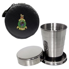 Knight 2oz Collapsible Drinking Cup with Leather Royal Marines Case