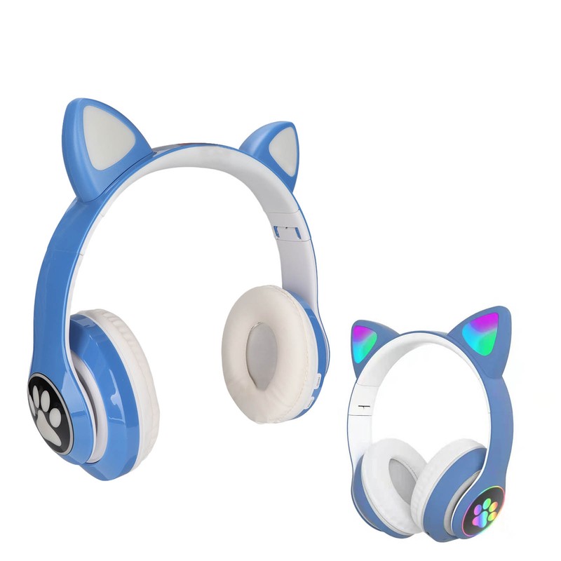 LXB39C Kids Headphone Bluetooth 5.0 Foldable Wireless Glowing Music Cat