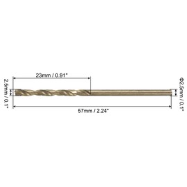 sourcing map 30pcs Straight Shank Twist Drill Bits 2.5mm Gold Titanium & Black Nitride Coated High Speed Steel (HSS) 4341 with 2.5mm Shank for Stainless Steel Alloy Metal Plastic Wood