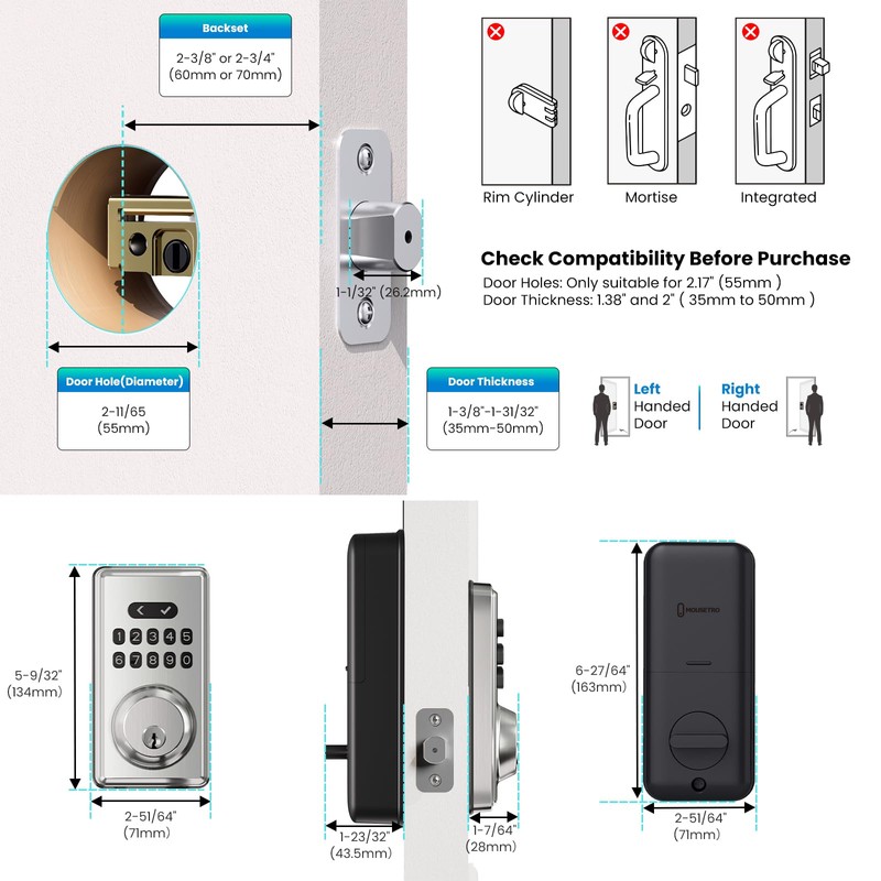 MOUSETRO Keyless Entry Door Lock Deadbolt with Keypad, Digital Smart
