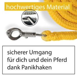 Lead rope with panic hook for horse in various stylish designs. Leash, ties pony, donkey, goat