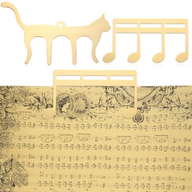 2Pcs Music Book Clip, Metal Music Book Clip Page Holder Music Stand Clips Sheet Music Clips for Piano Keyboard Stands Books (Gold)