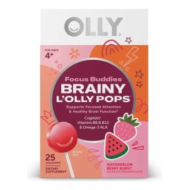 Olly Brainy L'olly Pops Vitaminas Para Concentracion 25 Pzas Sabor Sandía Y Fresa