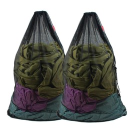 Meeall 2 Pack Mesh Laundry Bags, 23 x 35 Inches Heavy Duty Mesh Wash Bags with Drawstring Closure for College, Dorm, Travel, Family and Apartment Dwellers, Black