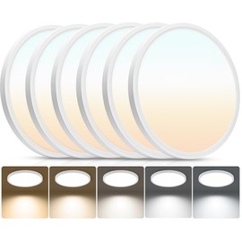 6Pack 12 Inch Flush Mount LED Ceiling Light Fixture, 24W 2640LM Super Bright 5CCT in One (2700K-6500K), Low Profile Ceiling Flat Fixtures for Bedroom Hallway Kitchen Basement, White