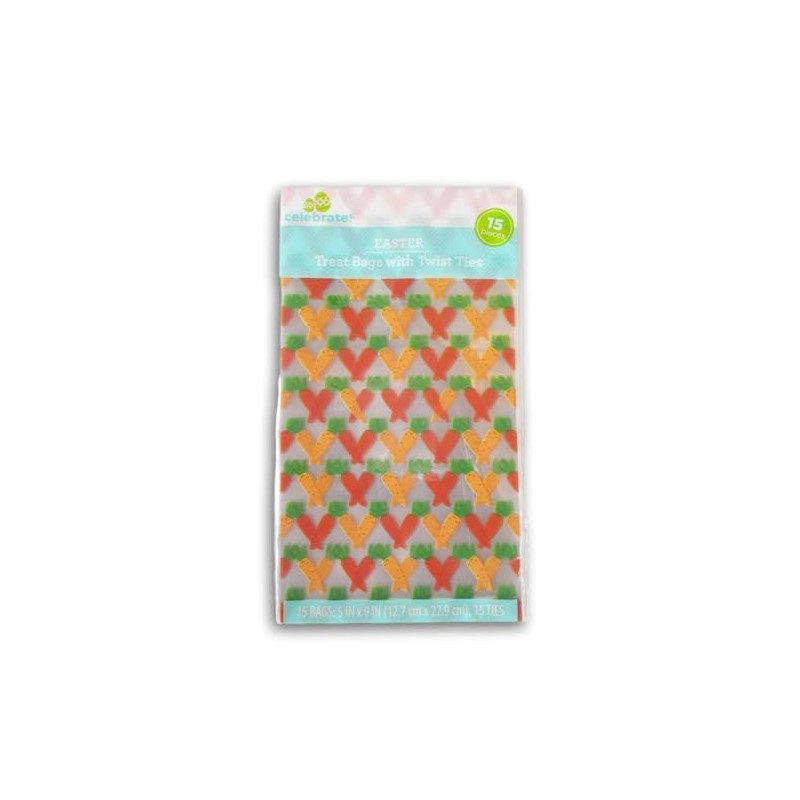 Easter Carrots Loot Treat Bags - 15 Count, Blue