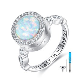 CUPENDA Opal Urn Ring for Ashes 925 Sterling Silver Memorial Ring Jewellery for Women Men 55 57, 57, Sterling Silver, No Gemstone