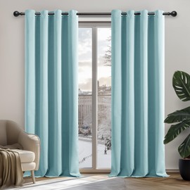 Deconovo Deconovo Home Decorative Thermal Insulated Curtains Blackout Curtains Eyelet Curtains for Boys Bedroom Sky Blue W42 x L63 Inch One Pair