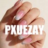 Short Press on Nails Square Fake Nails with White Flower