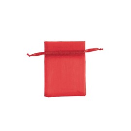 SSWBasics Red Organza Drawstring Pouches - 3" W x 4" H - Pack of 50