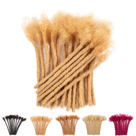 Teresa 4 Inch 0.4cm Width Loc Extension Human Hair #27 Honey Blonde Color 20 Strands Permanent Locs Extensions Can Be Dyed and Bleached for Men/Women/Kids Real Dreadlock Extensions Human Hair